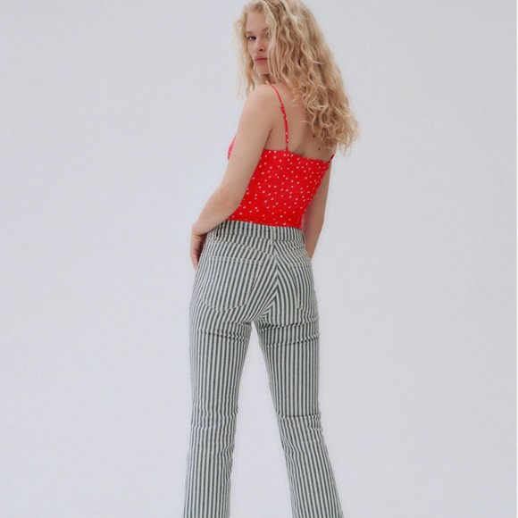 NWT - Zara Red Lace Up Satin Effect Star Print Bodysuit Side Zip - Picture 7 of 7